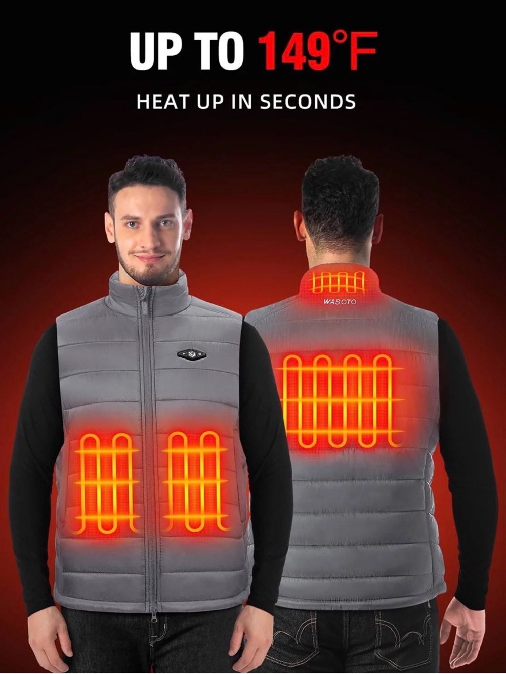 Wasoto Heated Vest for Men - Gray